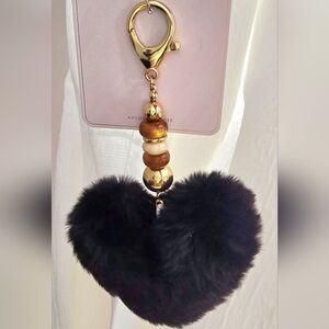 NEW! Anthropologie Faux Fur Heart Bag Charm